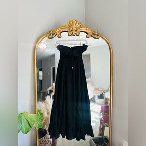 Free people black lush life strapless linen midi dress nwt Xs